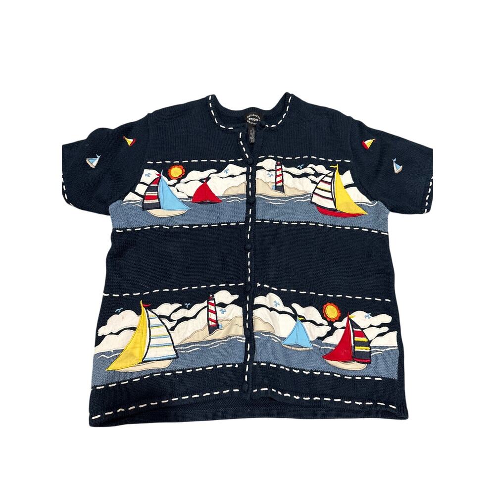 Vintage Embroidered Sailboat Sweater